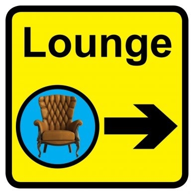 Lounge sign with right arrow - 300mm x 300mm